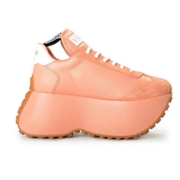 Versace 80mm Triplatform platform leather & suede sneakers NEW (AUTHENTIC) - Picture 13 of 16